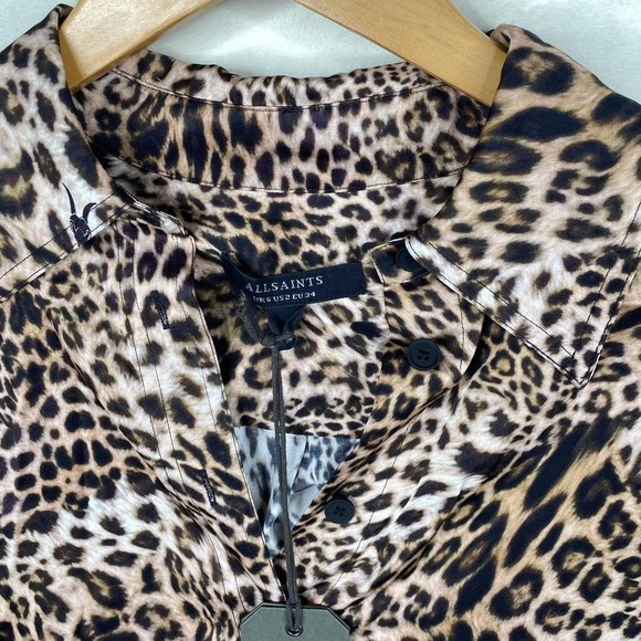 NWT All SAINTS Inez Kiku Wave-Effect Cheetah Print Over Sized Button Down Shirt - Picture 3 of 8